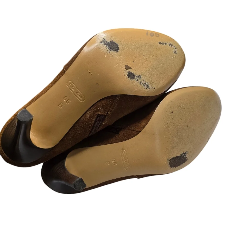 Coach Salene Suede Light Brown Ankle Heel Booties 8.5B - Picture 9 of 9
